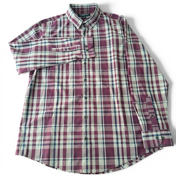 Mizzen+Main Other - Mizzen+Main Leeward Long Sleeve Shirt Men XL Trim Purple Plaid Slim Stretch